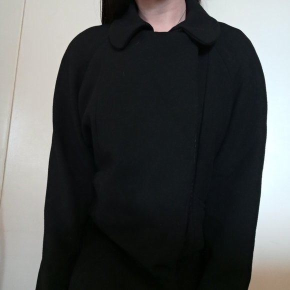 DONATED! FCUK Black Peacoat, Peter Pan Collar - Picture 3 of 8